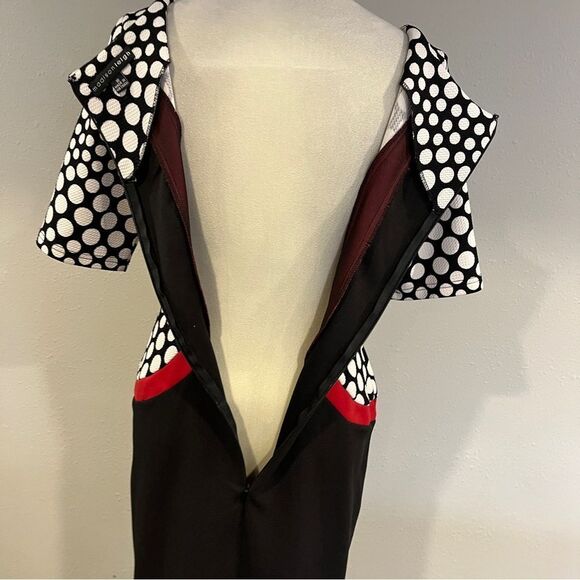 Clearance !!! Elegant Black and Red Polka Dot Dress - Picture 8 of 14